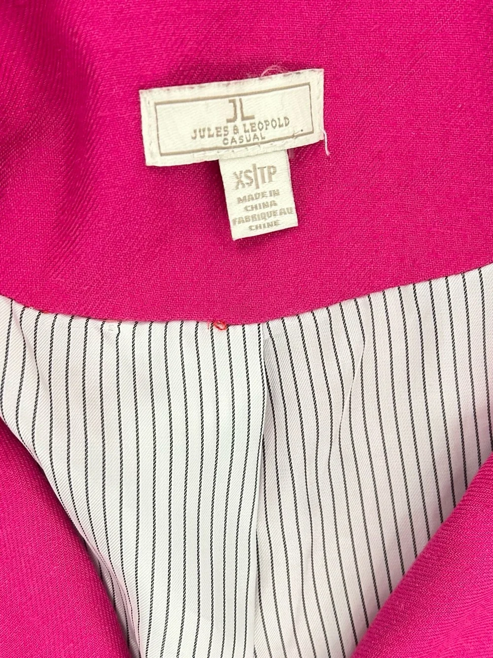 Jules & Leopold Hot Pink Linen Blend Double Breasted Blazer Women’s XS Petite